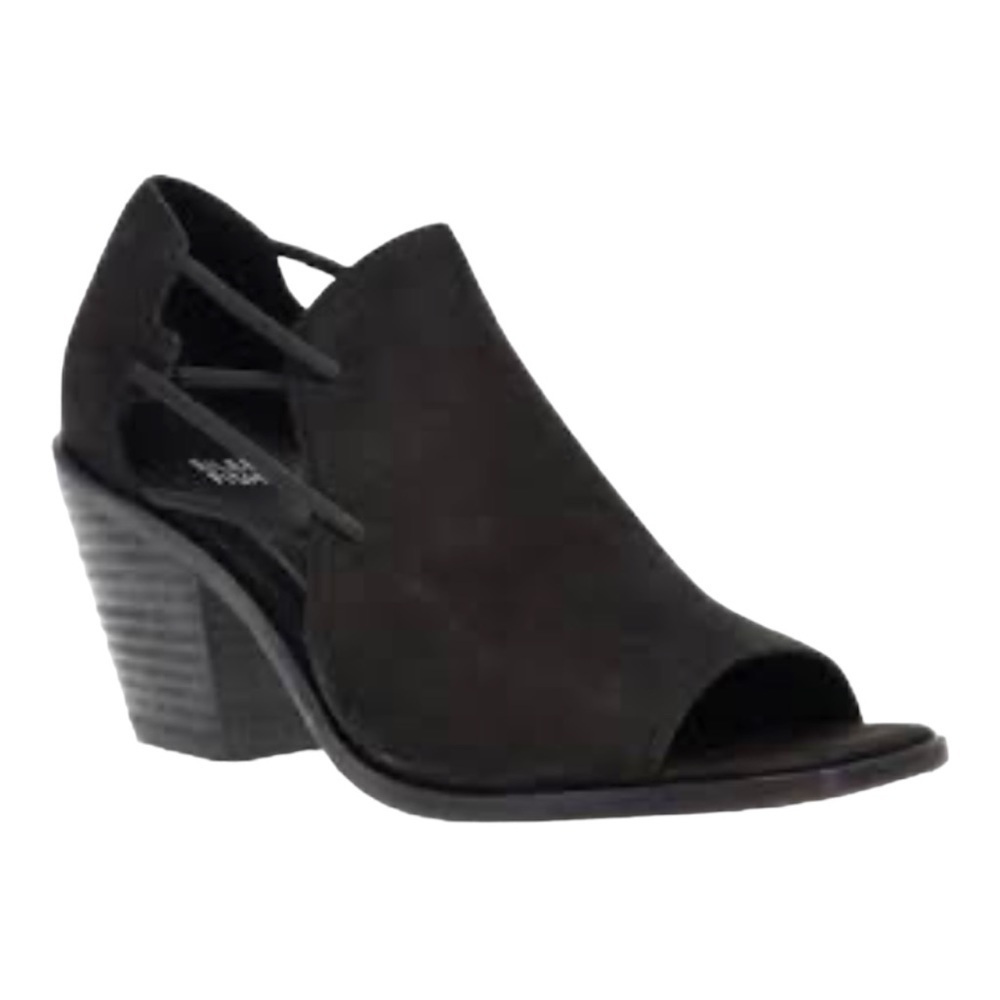 Eileen Fisher Black Suede Alfie Heels Peep Toe 3” Block Size 7 New Box - Picture 5 of 10